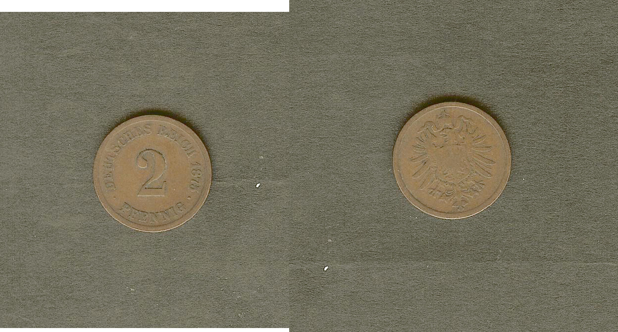 ALLEMAGNE 2 Pfennig 1875G TB+